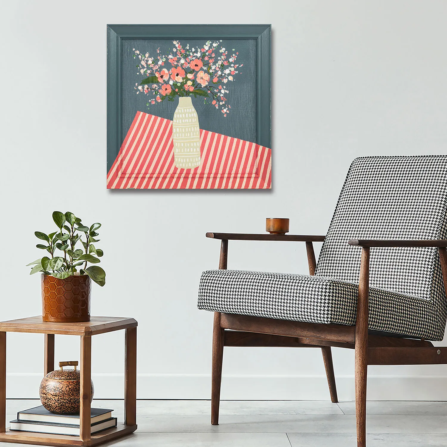 Flower Still Life Painted Frame Art - Multicolour