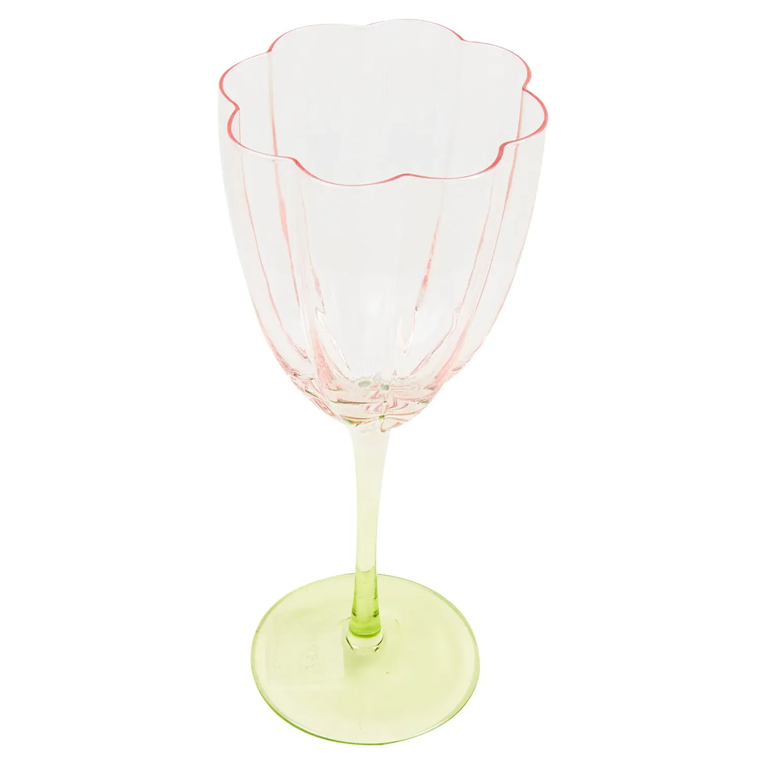 Flower Wine Glass - Pink, Green