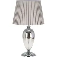 Flowing Glass Table Lamp with Pleated Shade - Grey