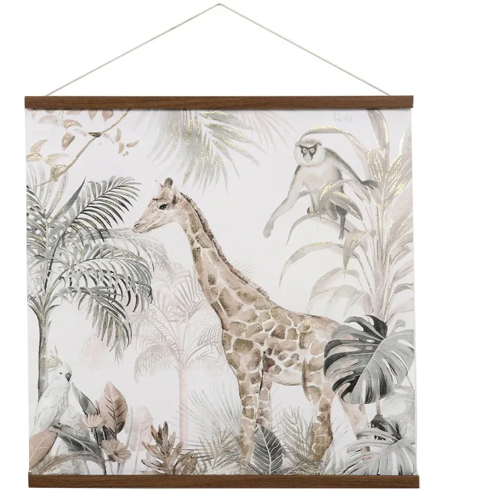 Foiled Jungle Tapestry Style Wall Art - Green, Brown