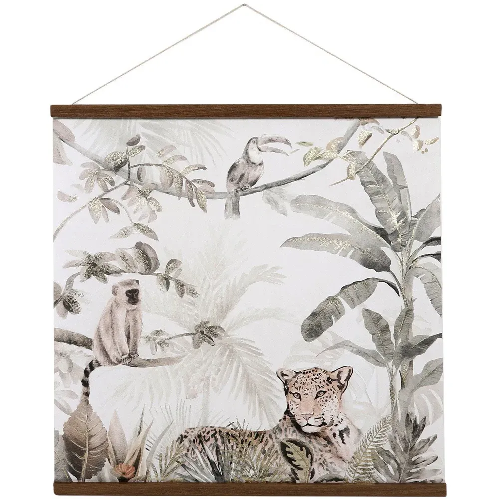 Foiled Jungle Tapestry Style Wall Art - Green, Brown