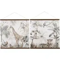 Foiled Jungle Tapestry Style Wall Art - Green, Brown