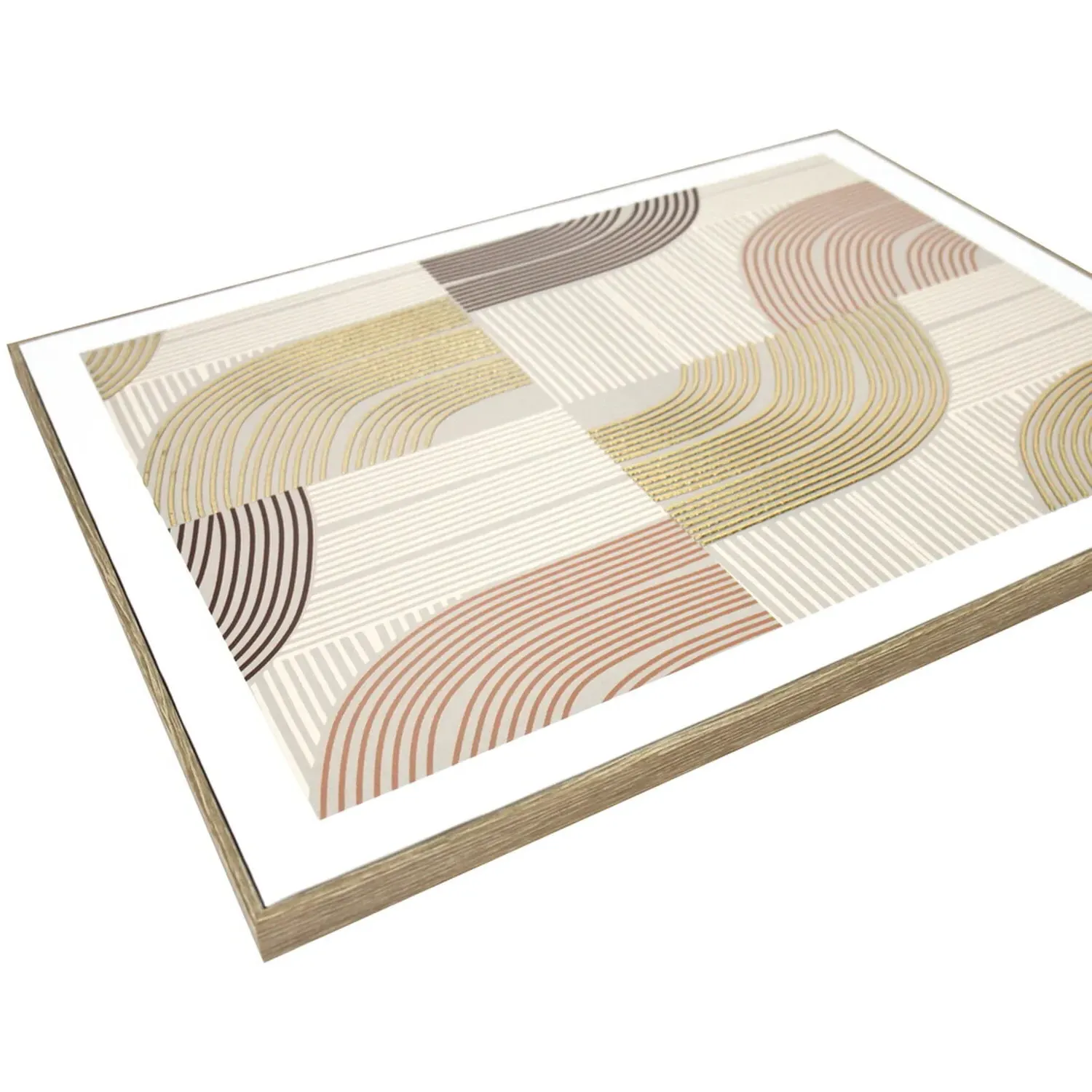 Foiled Wavy Framed Print - Natural