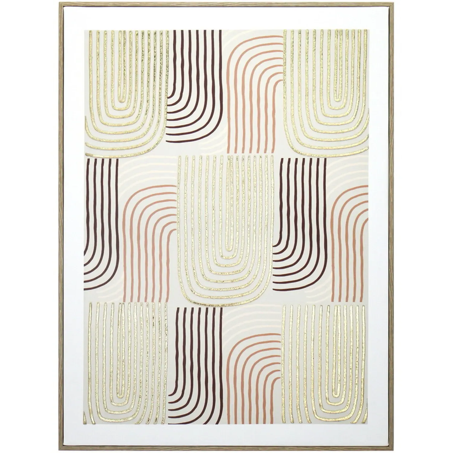 Foiled Wavy Framed Print - Natural