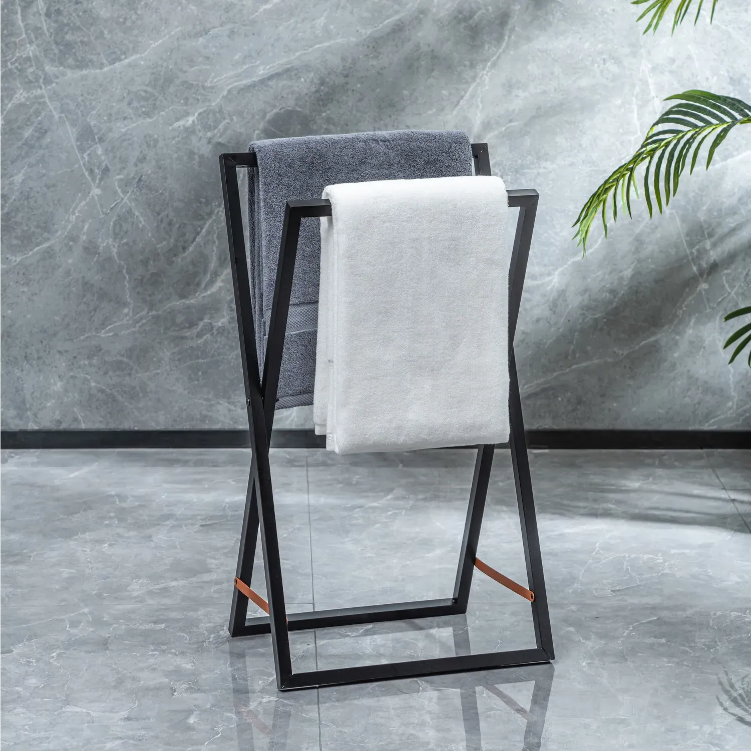 Foldable Rectangle Towel Rack - Black