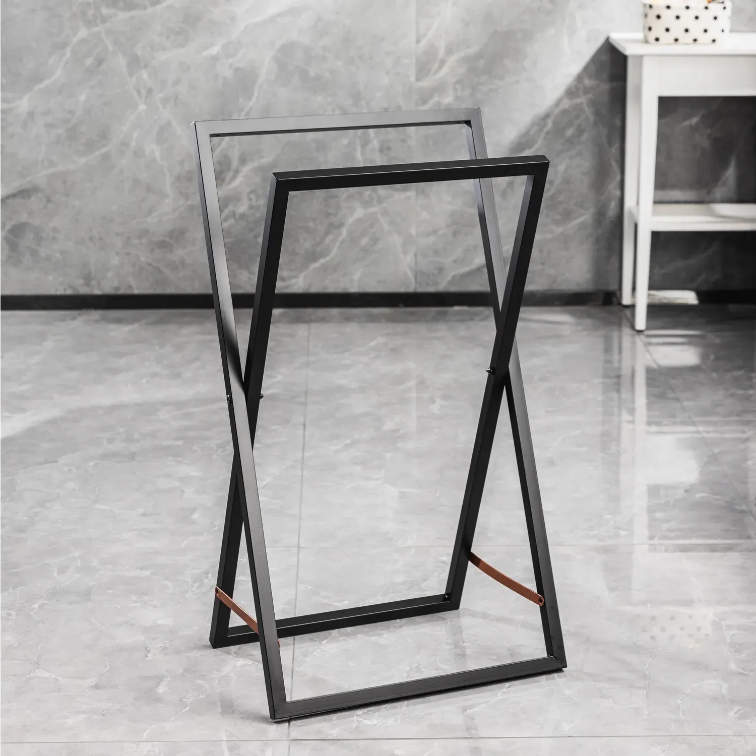 Foldable Rectangle Towel Rack - Black