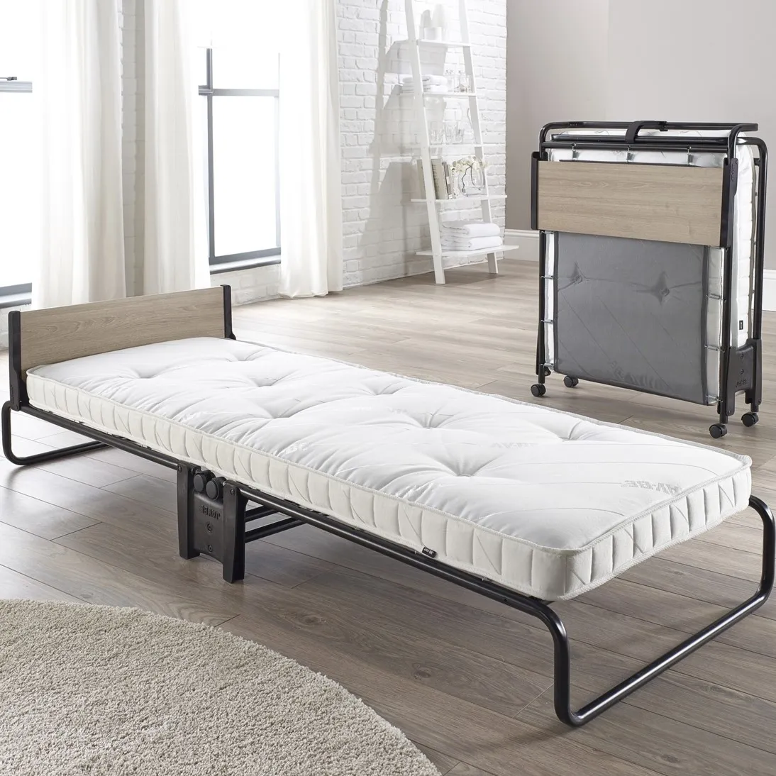 Folding Bed with Pocket Sprung Mattress - Black image
