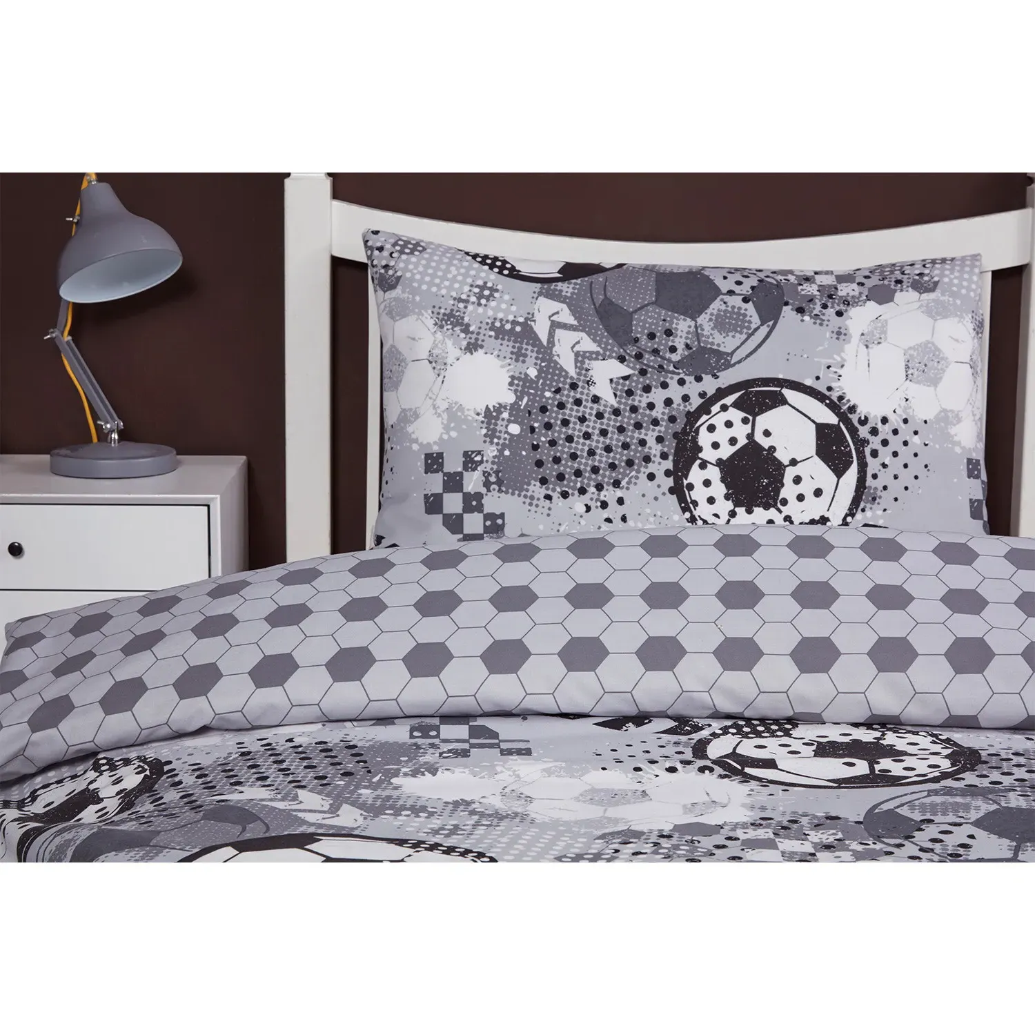 Football Single Duvet Cover Set - Grey