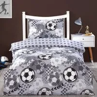 Football Single Duvet Cover Set - Grey