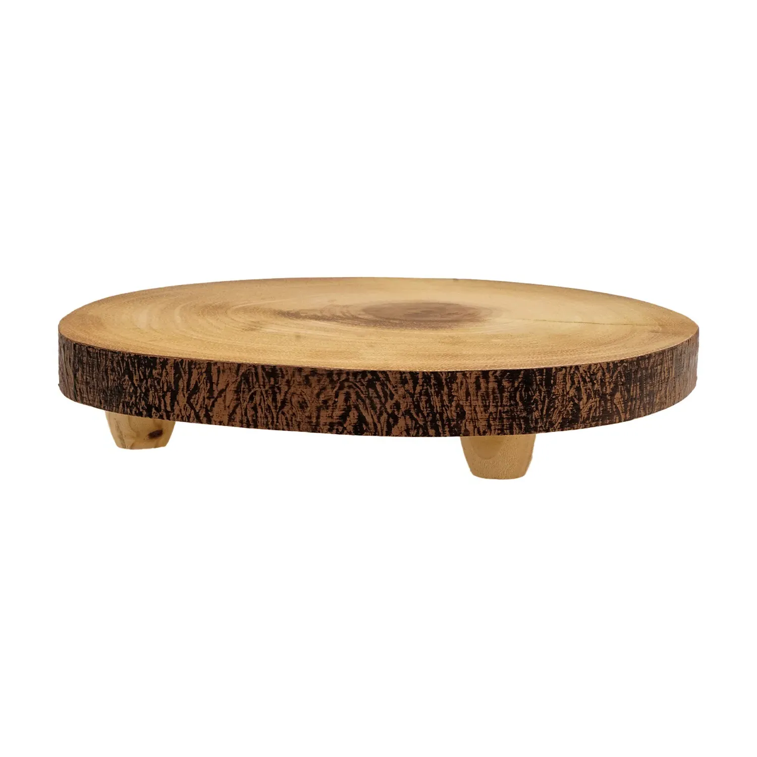 Footed Log Slice Decoration Stand - Wood