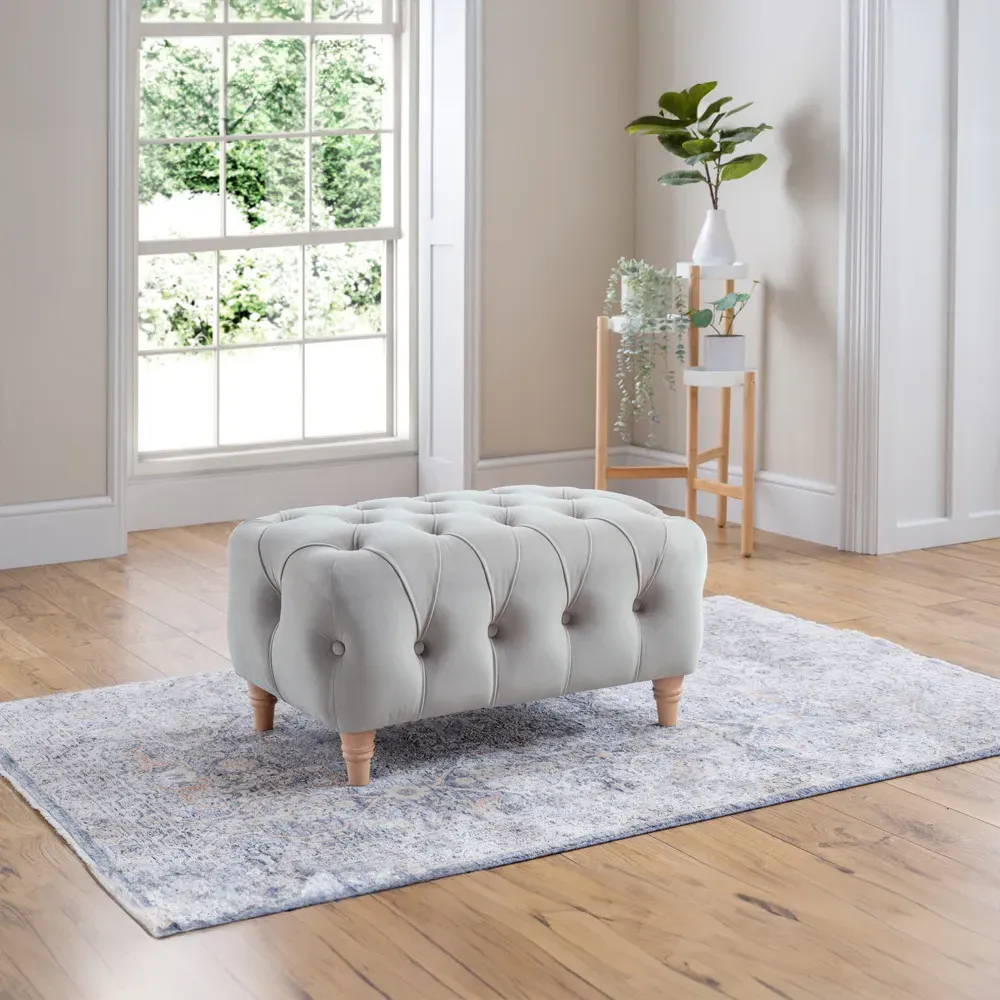 Footstool - Chalk, Velvet