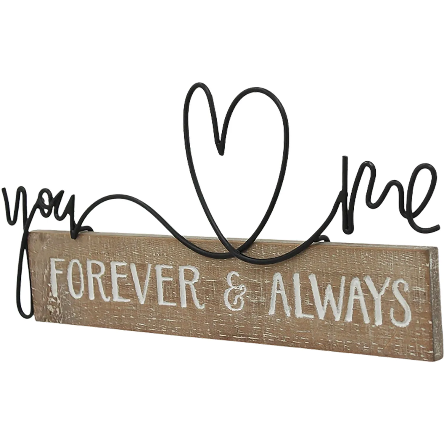 Forever and Always Wire Slogan Plaque - Brown