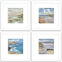 Framed Coastal Scene Mounted Prints - Multicolour
