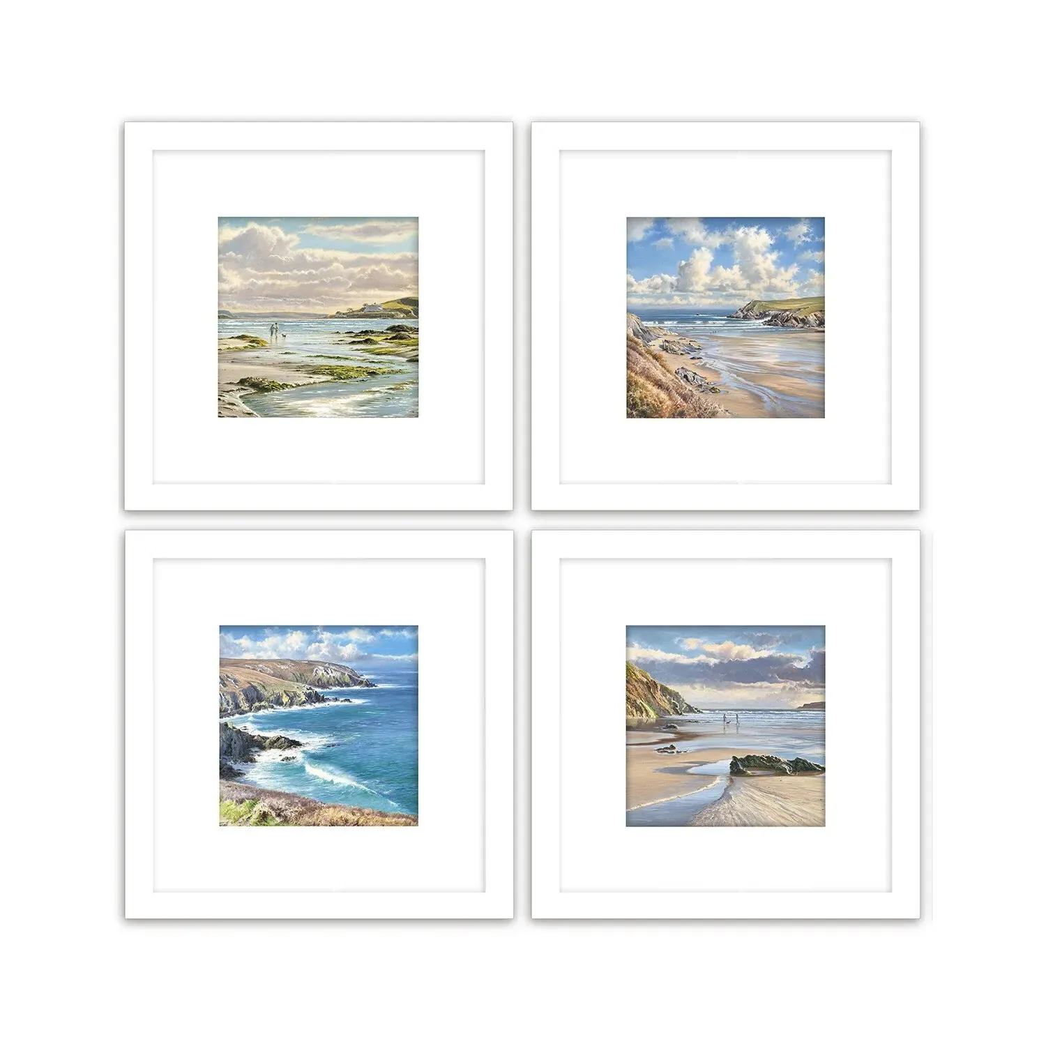 Framed Coastal Scene Mounted Prints - Multicolour image