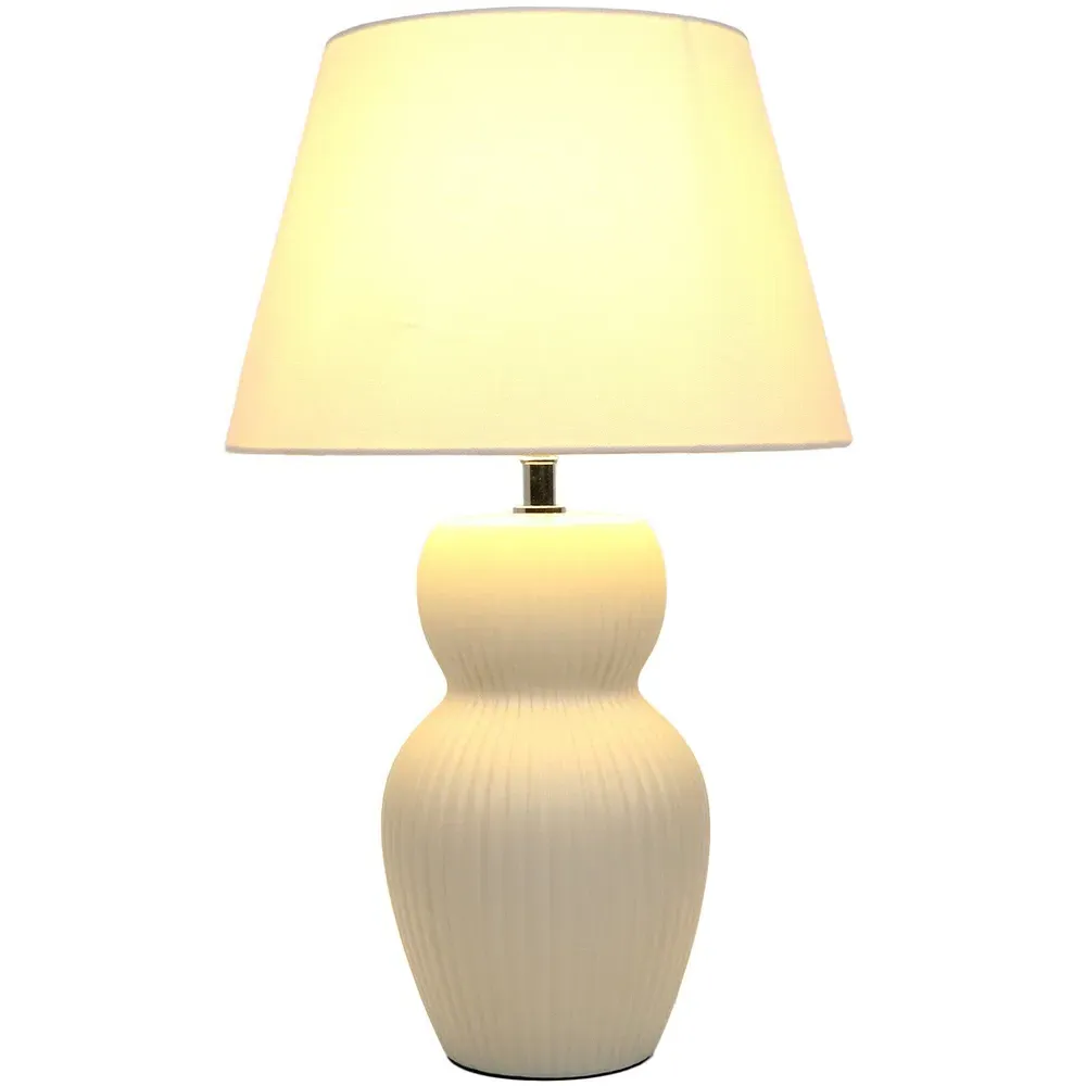 Francesca Ribbed Table Lamp - Cream, Ceramic