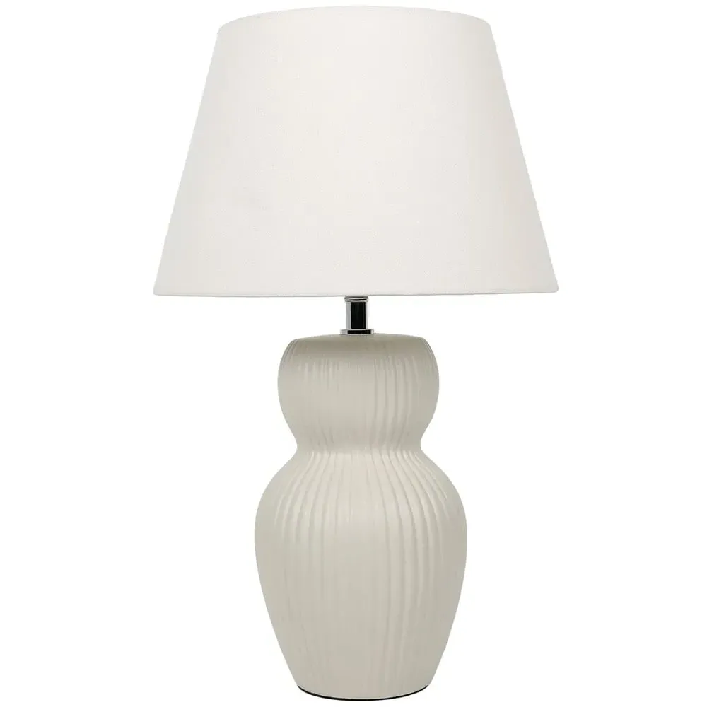 Francesca Ribbed Table Lamp - Cream, Ceramic