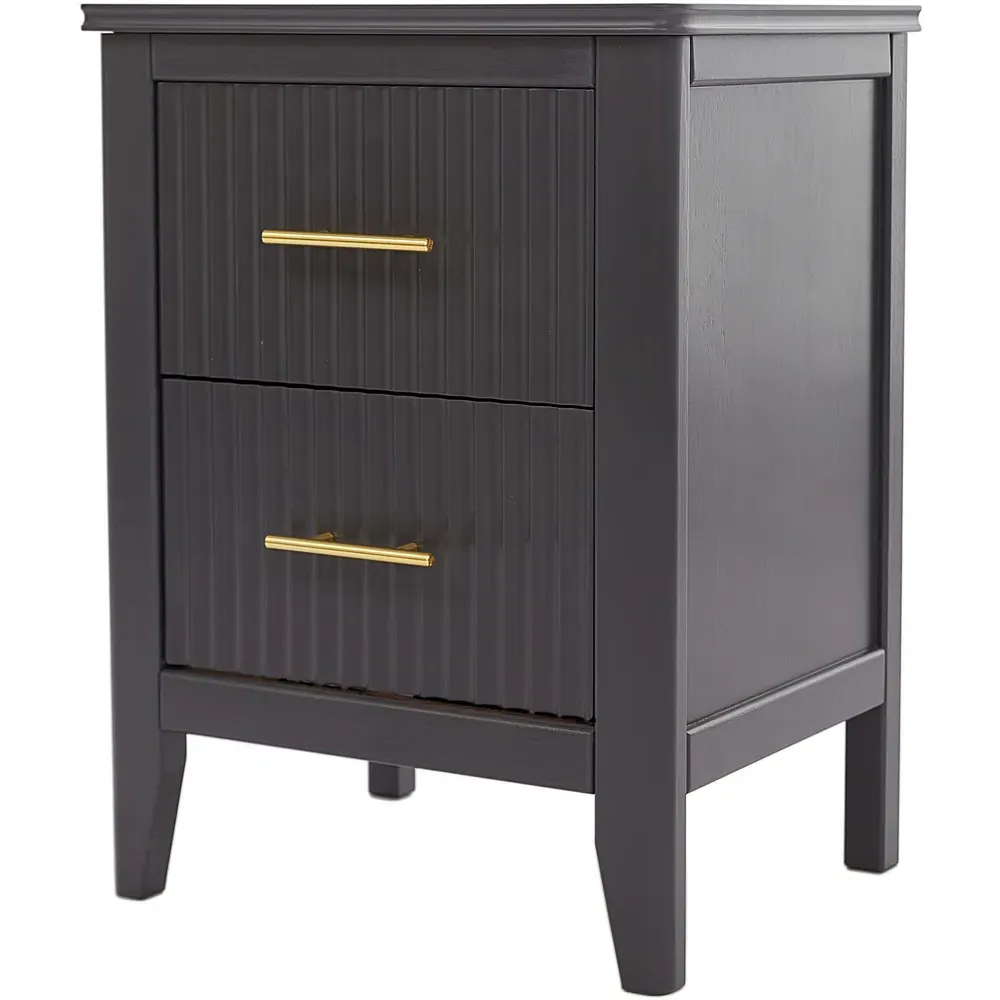 Fregona 2 Drawer Bedside Table - Charcoal, Pine