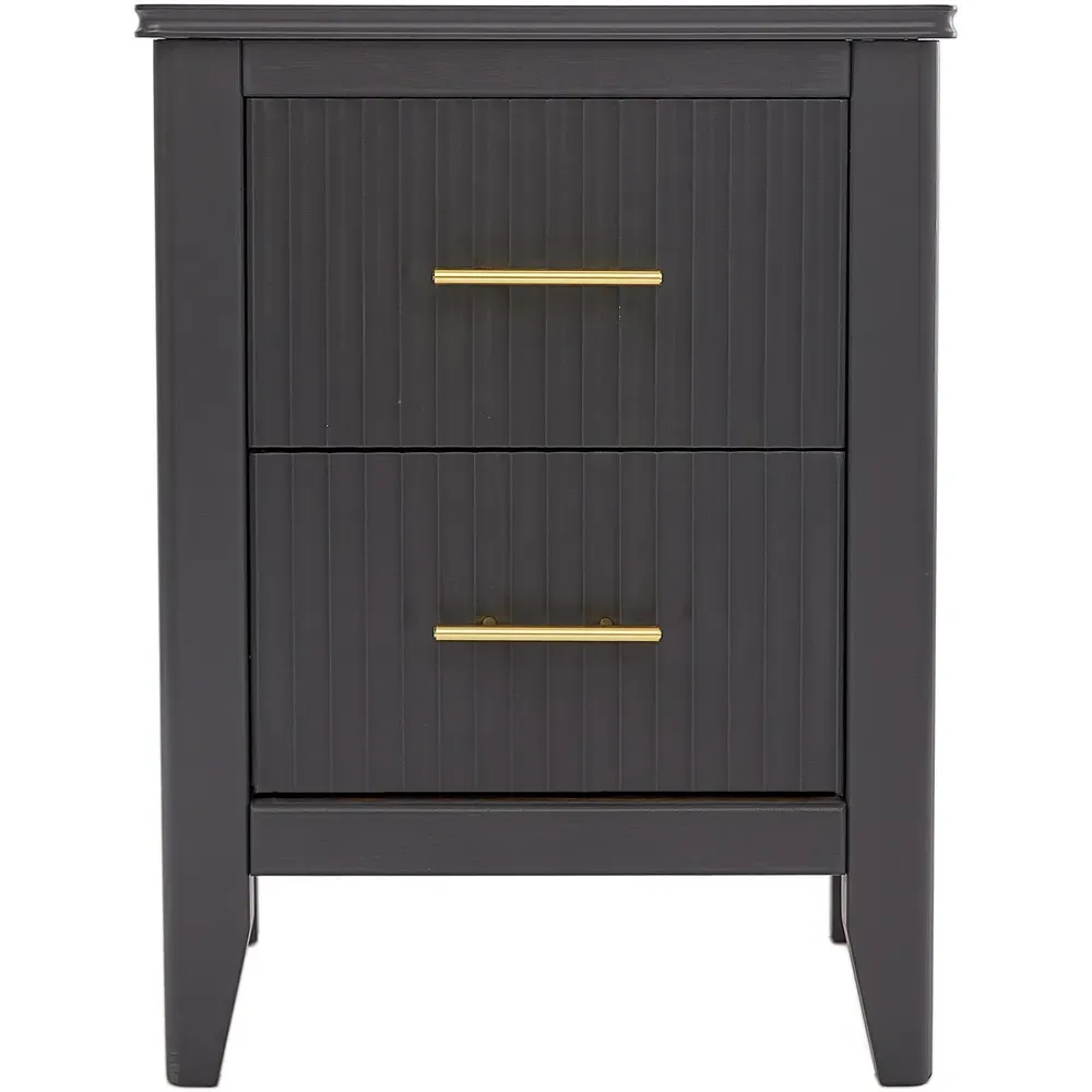 Fregona 2 Drawer Bedside Table - Charcoal, Pine