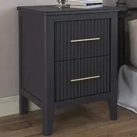 Fregona 2 Drawer Bedside Table - Charcoal, Pine