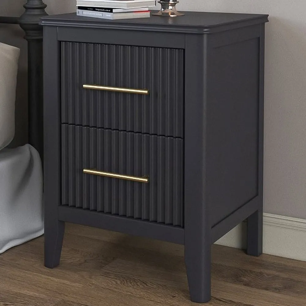 Fregona 2 Drawer Bedside Table - Charcoal, Pine