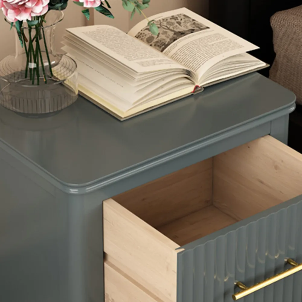 Fregona 2 Drawer Bedside Table - Grey, Pine