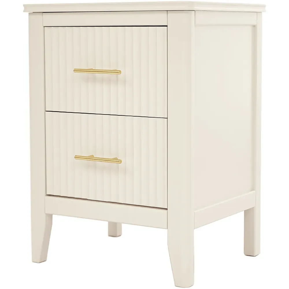 Fregona 2 Drawer Bedside Table - White, Pine