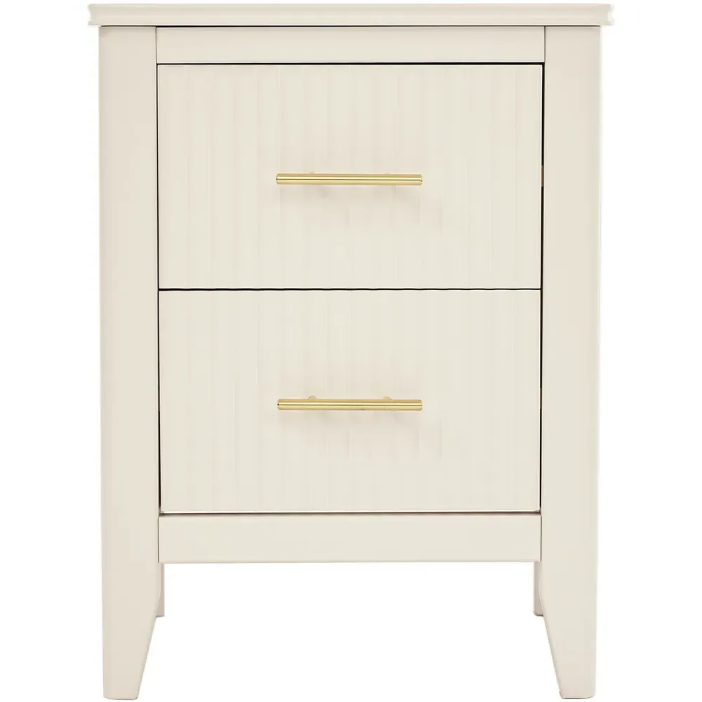 Fregona 2 Drawer Bedside Table - White, Pine
