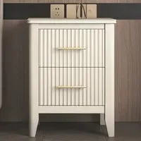 Fregona 2 Drawer Bedside Table - White, Pine