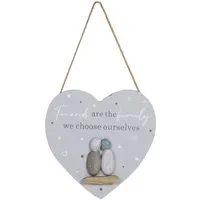 Friends Family Heart Wall Sign 20x20cm - Grey