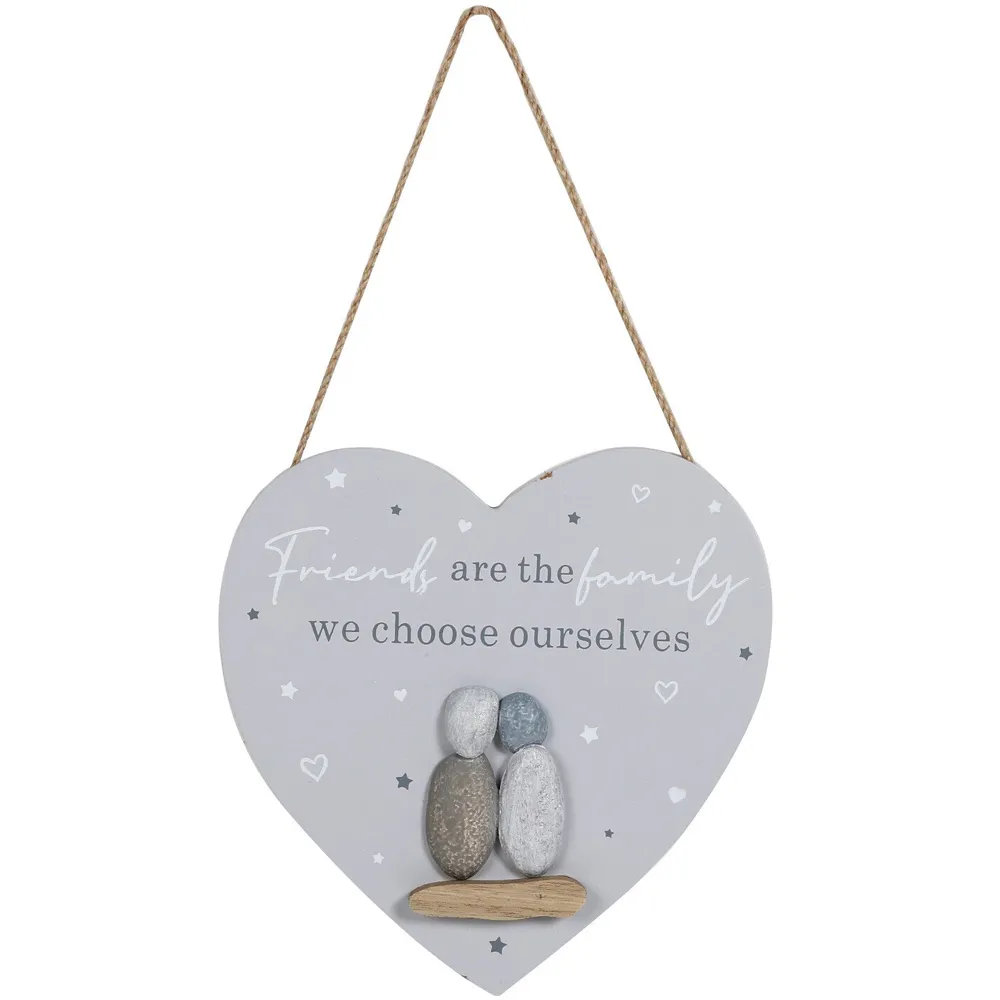 Friends Family Heart Wall Sign 20x20cm - Grey image