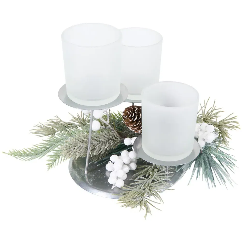 Frosted Berry Candle Holder Set - Clear