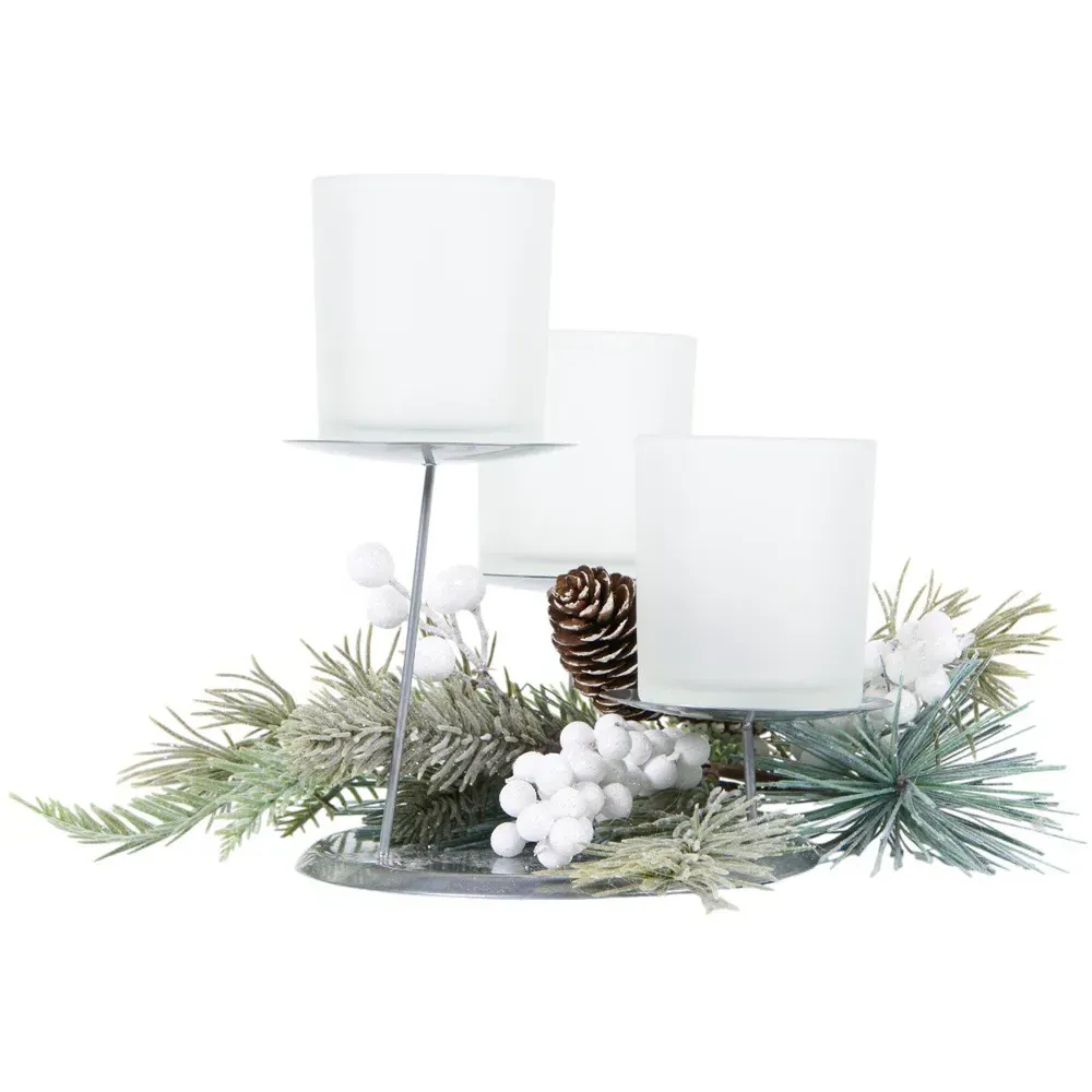 Frosted Berry Candle Holder Set - Clear