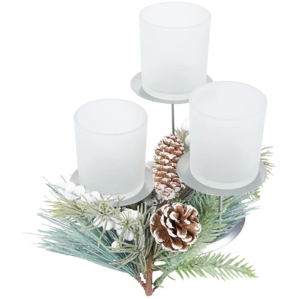 Frosted Berry Candle Holder Set - Clear