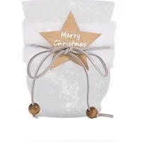 Frosted Glass Candle Holder with Faux Fur