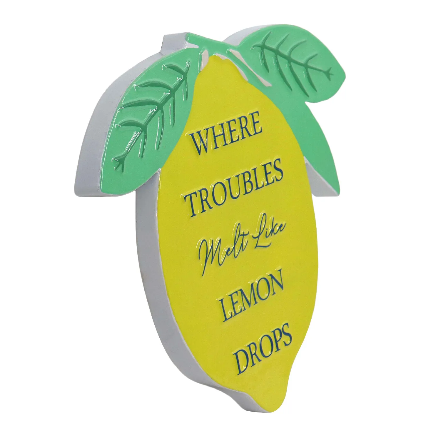 Fun Lemon Slogan Embossed Metal Sign - Yellow