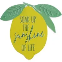 Fun Lemon Slogan Embossed Metal Sign - Yellow