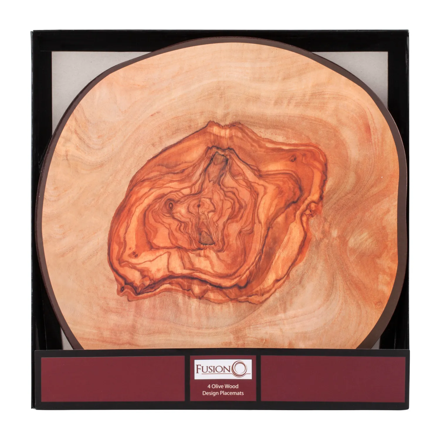 Fusion 4 Pack Placemats - Orange, Olive Wood