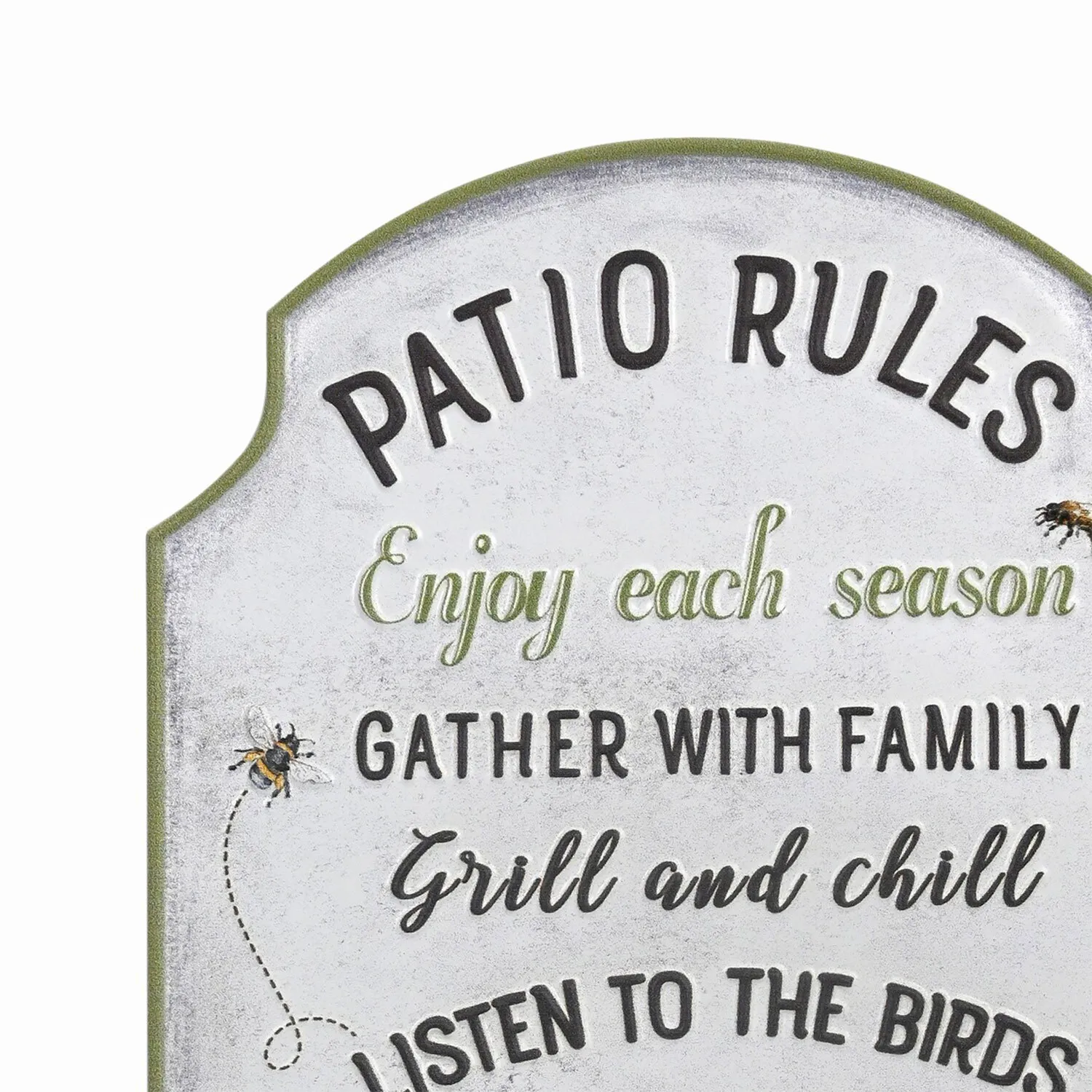 Garden Floral Embossed Metal Sign - White