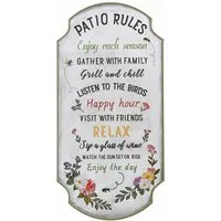 Garden Floral Embossed Metal Sign - White