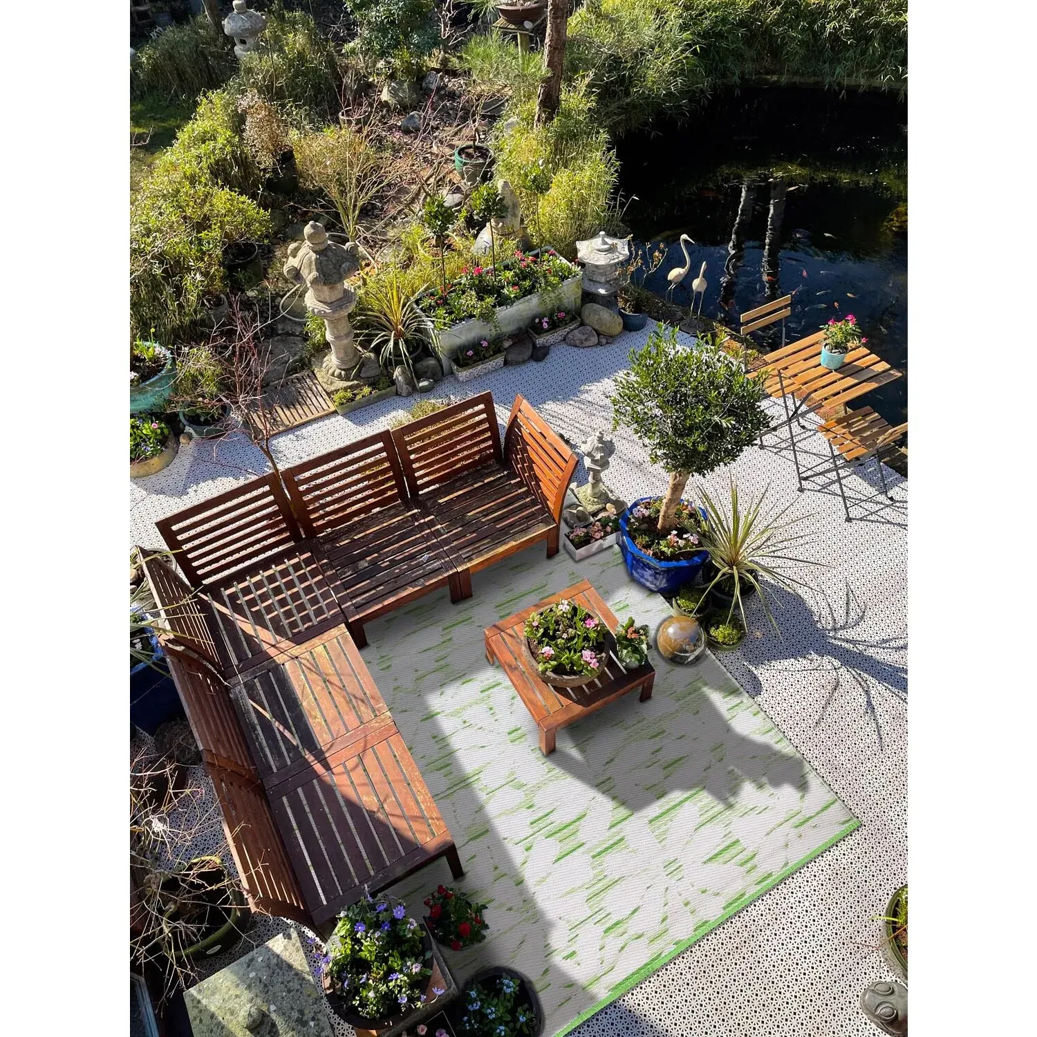 Garden Flower Outdoor Rug - Green