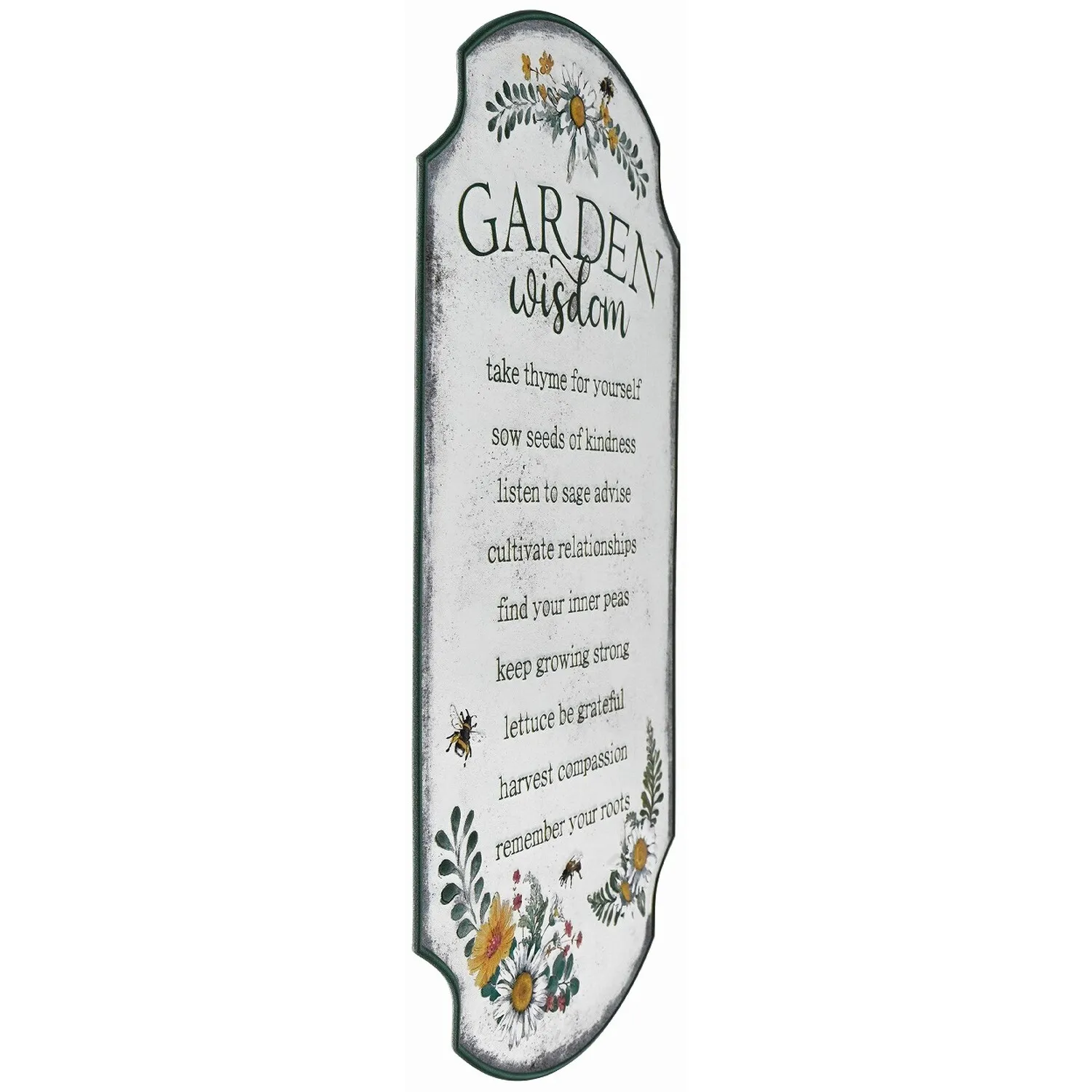 Garden Wisdom Metal Sign - White