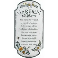 Garden Wisdom Metal Sign - White