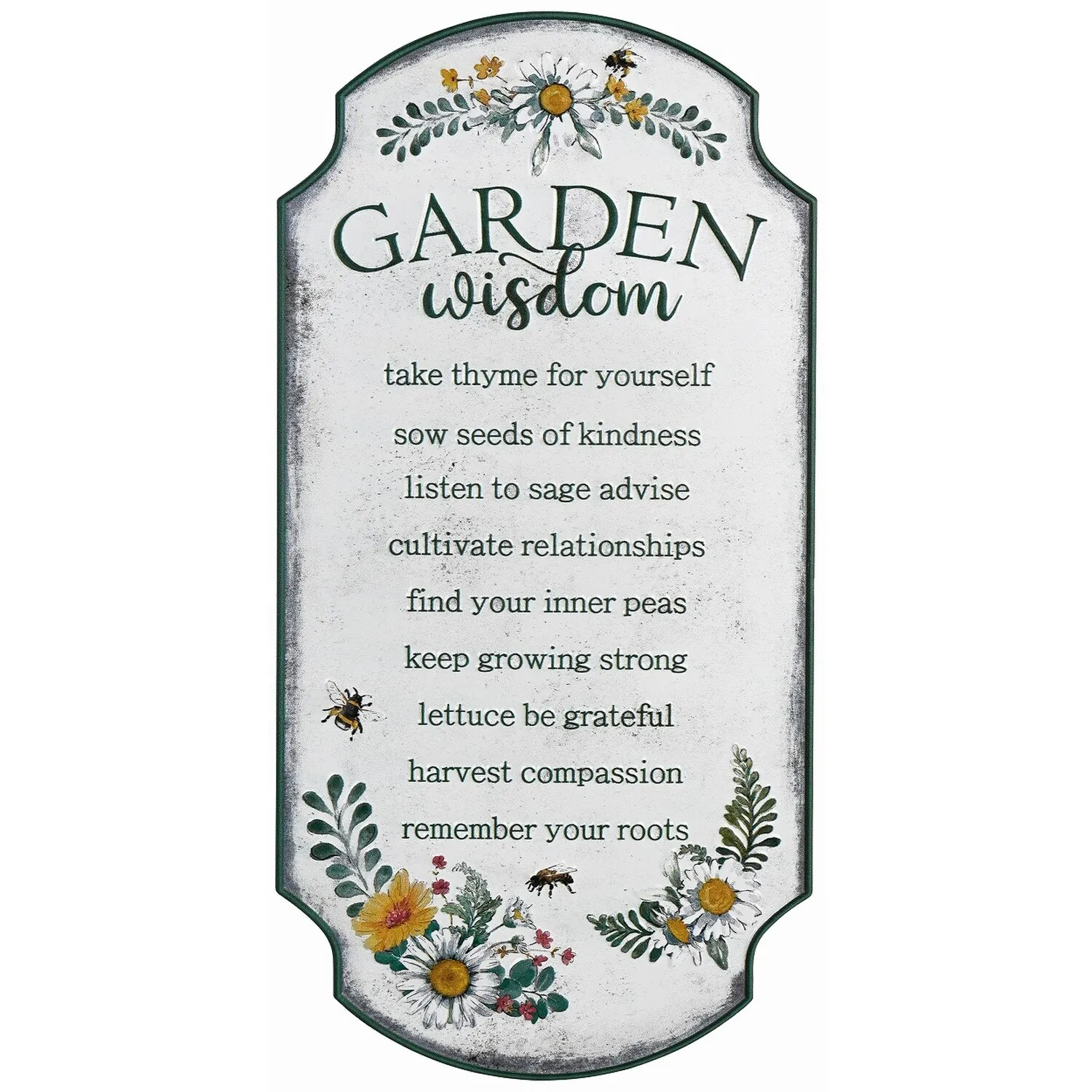 Garden Wisdom Metal Sign - White
