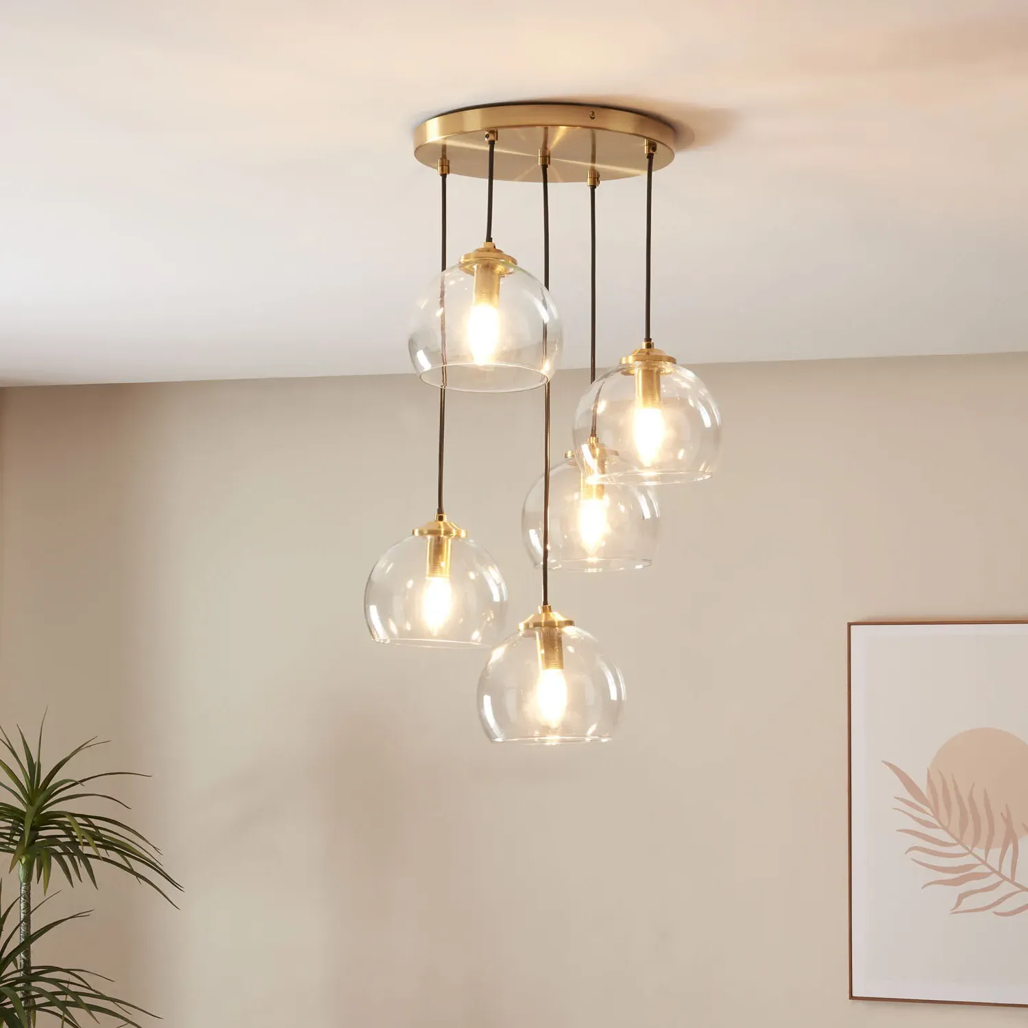 Genoa 5 Light Ceiling Fitting - Brass