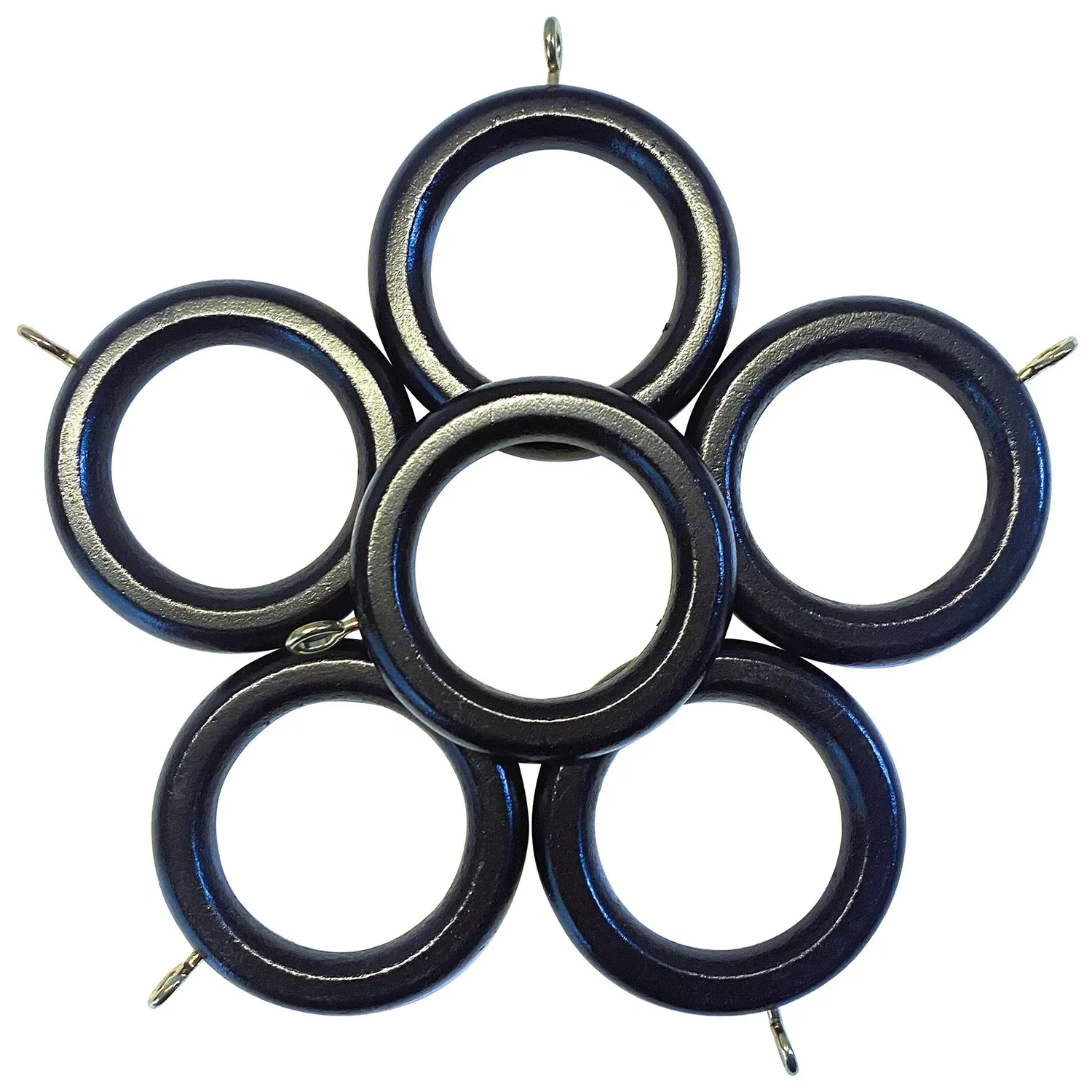 Genoa Curtain Rings Pack of 6 - Black image