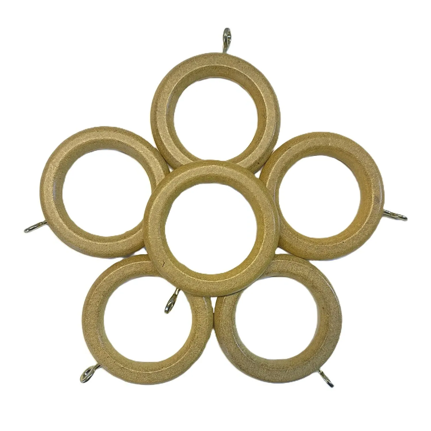 Genoa Curtain Rings Pack of 6 - Oak