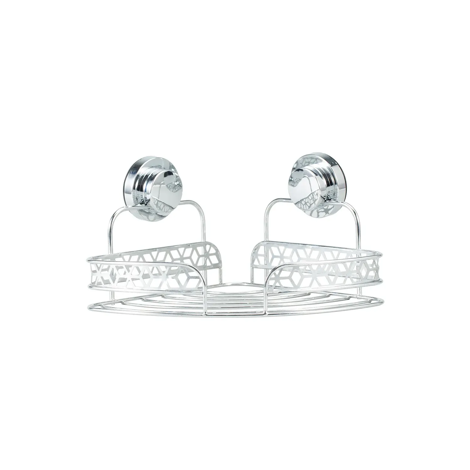Geo Corner Bathroom Basket - Chrome