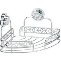 Geo Corner Bathroom Basket - Chrome