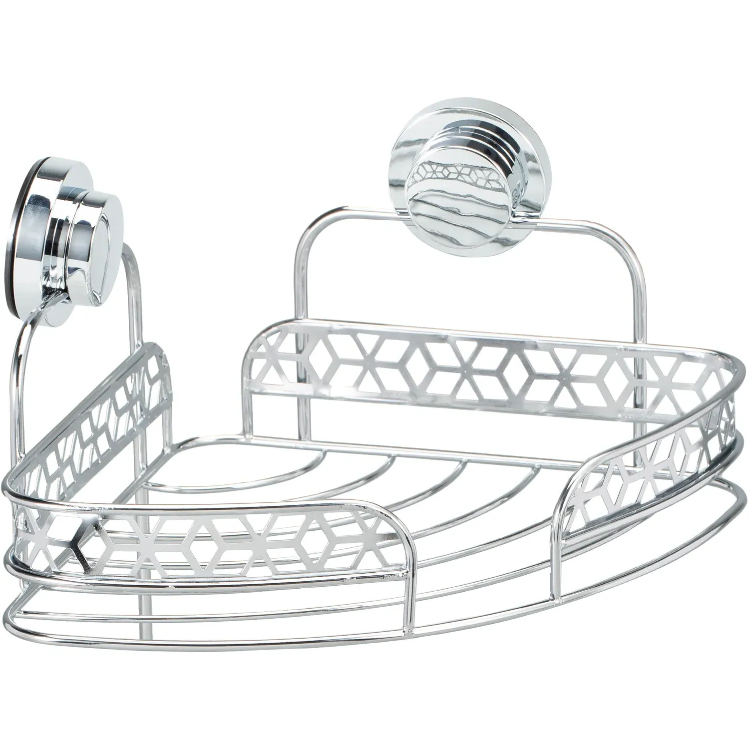 Geo Corner Bathroom Basket - Chrome image