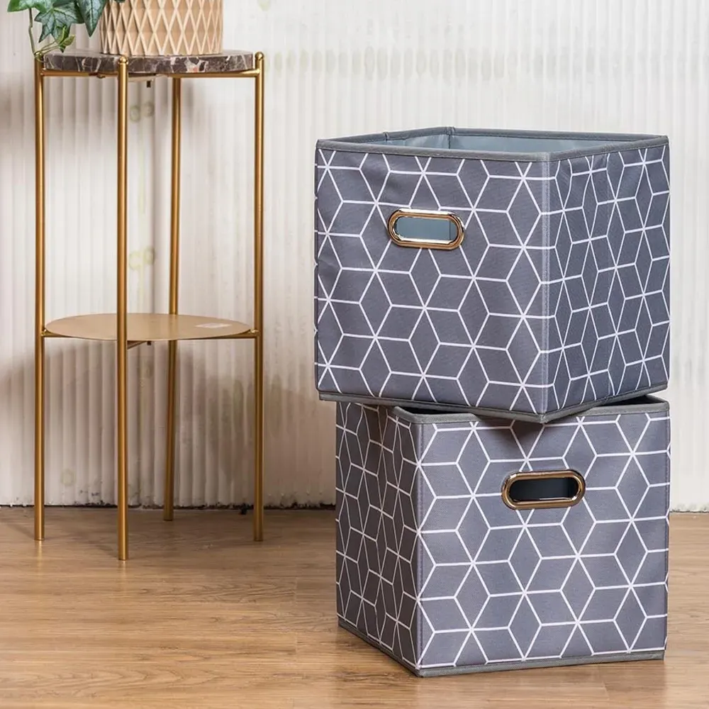 Geo Cube Storage Basket - Grey